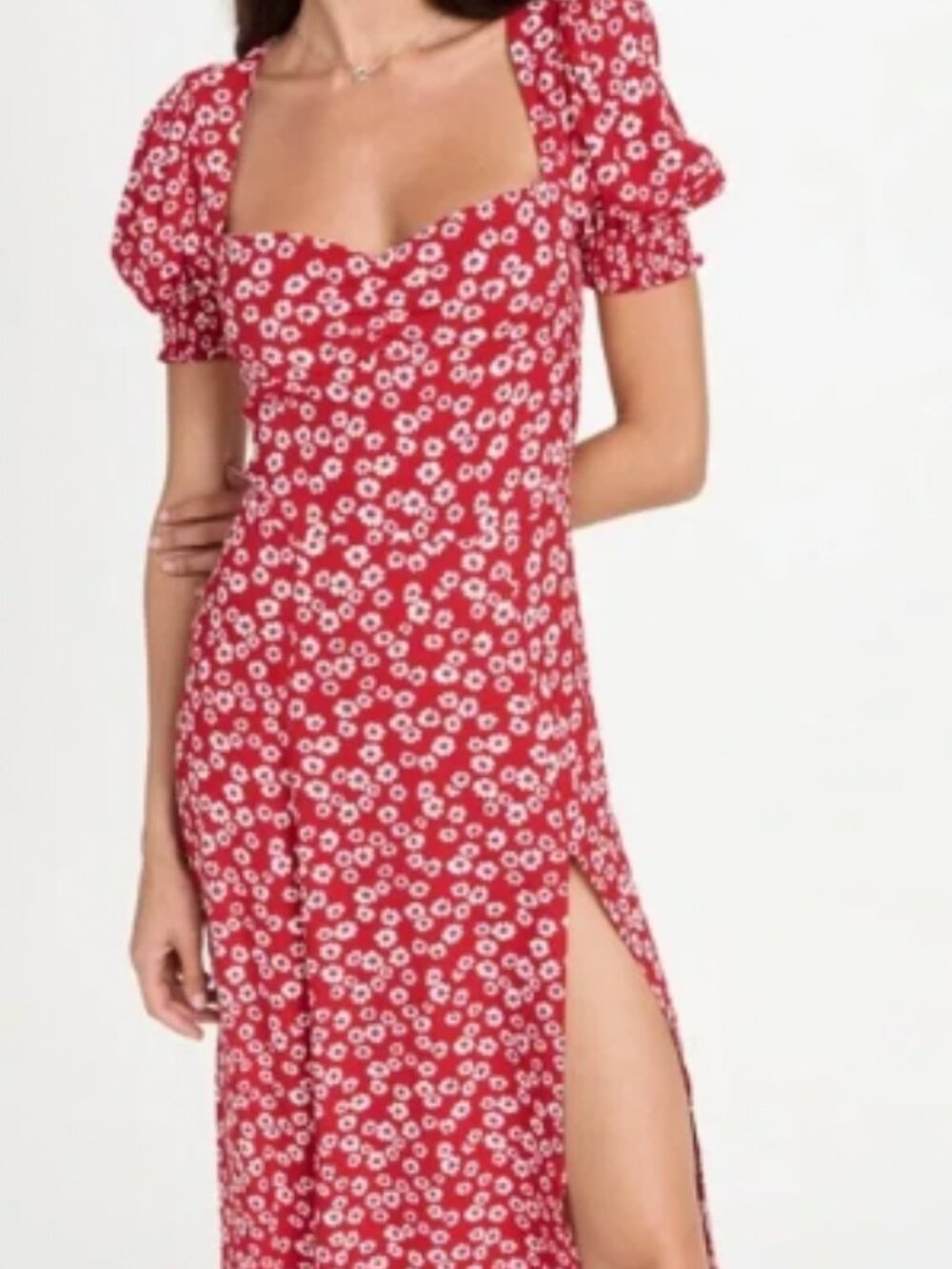 Reformation Lacey Red Floral Midi Dress, Size 4